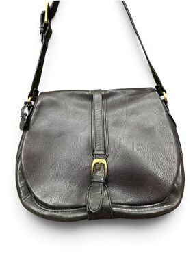 Vintage Bally Made in USA Black Leather Saddle Crossbody Bag